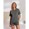 imageEkouaer Womens Pajama Sets Short Sleeve Lounge Sets 2 Piece Pjs Tops and Shorts Outfits Matching Loungewear with PocketsDark Grey