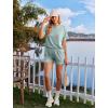 imageEkouaer Womens Pajama Sets Short Sleeve Lounge Sets 2 Piece Pjs Tops and Shorts Outfits Matching Loungewear with PocketsGlacial Green