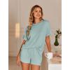 imageEkouaer Womens Pajama Sets Short Sleeve Lounge Sets 2 Piece Pjs Tops and Shorts Outfits Matching Loungewear with PocketsGlacial Green