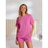 imageEkouaer Womens Pajama Sets Short Sleeve Lounge Sets 2 Piece Pjs Tops and Shorts Outfits Matching Loungewear with PocketsHot Pink
