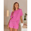imageEkouaer Womens Pajama Sets Short Sleeve Lounge Sets 2 Piece Pjs Tops and Shorts Outfits Matching Loungewear with PocketsHot Pink