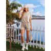 imageEkouaer Womens Pajama Sets Short Sleeve Lounge Sets 2 Piece Pjs Tops and Shorts Outfits Matching Loungewear with PocketsLight Khaki