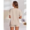 imageEkouaer Womens Pajama Sets Short Sleeve Lounge Sets 2 Piece Pjs Tops and Shorts Outfits Matching Loungewear with PocketsLight Khaki