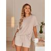 imageEkouaer Womens Pajama Sets Short Sleeve Lounge Sets 2 Piece Pjs Tops and Shorts Outfits Matching Loungewear with PocketsLight Khaki