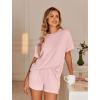 imageEkouaer Womens Pajama Sets Short Sleeve Lounge Sets 2 Piece Pjs Tops and Shorts Outfits Matching Loungewear with PocketsLight Pink