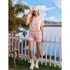 imageEkouaer Womens Pajama Sets Short Sleeve Lounge Sets 2 Piece Pjs Tops and Shorts Outfits Matching Loungewear with PocketsLight Pink