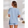 imageEkouaer Womens Pajama Sets Short Sleeve Lounge Sets 2 Piece Pjs Tops and Shorts Outfits Matching Loungewear with PocketsSky Blue