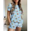 imageEkouaer Womens Pajamas 2 Piece Ribbed Knit Pjs Colorful Pattern Sleep Set Short Sleeve Pajamas Set Casual Lounge SetsCool Dogs
