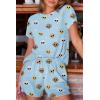 imageEkouaer Womens Pajamas 2 Piece Ribbed Knit Pjs Colorful Pattern Sleep Set Short Sleeve Pajamas Set Casual Lounge SetsCool Dogs