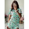 imageEkouaer Womens Pajamas 2 Piece Ribbed Knit Pjs Colorful Pattern Sleep Set Short Sleeve Pajamas Set Casual Lounge SetsMacarons