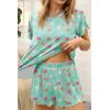 imageEkouaer Womens Pajamas 2 Piece Ribbed Knit Pjs Colorful Pattern Sleep Set Short Sleeve Pajamas Set Casual Lounge SetsMacarons