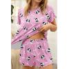 imageEkouaer Womens Pajamas 2 Piece Ribbed Knit Pjs Colorful Pattern Sleep Set Short Sleeve Pajamas Set Casual Lounge SetsPink Puppy