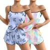 imageEkouaer 2 Pack Womens Cami Pajama Sets Cute Print Tank Top Pjs and Shorts Camisole Lounge SetPueple Butterflycandy Print