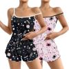 imageEkouaer 2 Pack Womens Cami Pajama Sets Cute Print Tank Top Pjs and Shorts Camisole Lounge SetStarry Skycute Cat
