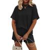 imageEkouaer Womens Pajama Sets Short Sleeve Lounge Sets 2 Piece Pjs Tops and Shorts Outfits Matching Loungewear with PocketsBlack