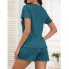 imageEkouaer Pajamas Sets for Women Ribbed Knit Sleepwear Set Soft Short Sleeve Pjs with Pockets Casual Lounge Sets with PocketsDark Blue