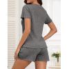 imageEkouaer Pajamas Sets for Women Ribbed Knit Sleepwear Set Soft Short Sleeve Pjs with Pockets Casual Lounge Sets with PocketsDark Grey