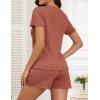 imageEkouaer Pajamas Sets for Women Ribbed Knit Sleepwear Set Soft Short Sleeve Pjs with Pockets Casual Lounge Sets with PocketsDeep Orange