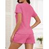imageEkouaer Pajamas Sets for Women Ribbed Knit Sleepwear Set Soft Short Sleeve Pjs with Pockets Casual Lounge Sets with PocketsHot Pink