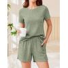 imageEkouaer Pajamas Sets for Women Ribbed Knit Sleepwear Set Soft Short Sleeve Pjs with Pockets Casual Lounge Sets with PocketsIce Green