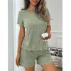 imageEkouaer Pajamas Sets for Women Ribbed Knit Sleepwear Set Soft Short Sleeve Pjs with Pockets Casual Lounge Sets with PocketsIce Green