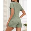 imageEkouaer Pajamas Sets for Women Ribbed Knit Sleepwear Set Soft Short Sleeve Pjs with Pockets Casual Lounge Sets with PocketsIce Green