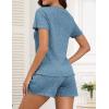 imageEkouaer Pajamas Sets for Women Ribbed Knit Sleepwear Set Soft Short Sleeve Pjs with Pockets Casual Lounge Sets with PocketsLake Blue