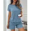imageEkouaer Pajamas Sets for Women Ribbed Knit Sleepwear Set Soft Short Sleeve Pjs with Pockets Casual Lounge Sets with PocketsLake Blue