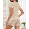 imageEkouaer Pajamas Sets for Women Ribbed Knit Sleepwear Set Soft Short Sleeve Pjs with Pockets Casual Lounge Sets with PocketsLight Beige