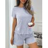 imageEkouaer Pajamas Sets for Women Ribbed Knit Sleepwear Set Soft Short Sleeve Pjs with Pockets Casual Lounge Sets with PocketsLight Blue