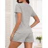 imageEkouaer Pajamas Sets for Women Ribbed Knit Sleepwear Set Soft Short Sleeve Pjs with Pockets Casual Lounge Sets with PocketsLight Grey