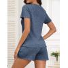 imageEkouaer Pajamas Sets for Women Ribbed Knit Sleepwear Set Soft Short Sleeve Pjs with Pockets Casual Lounge Sets with PocketsNavy Blue