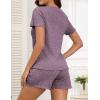 imageEkouaer Pajamas Sets for Women Ribbed Knit Sleepwear Set Soft Short Sleeve Pjs with Pockets Casual Lounge Sets with PocketsPurple