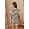 imageEkouaer Waffle Knit Lounge Set Women Stripe Pajama Sets Short Sleeve Pj Tops and Shorts Matching loungewear with PocketsBeige