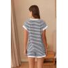 imageEkouaer Waffle Knit Lounge Set Women Stripe Pajama Sets Short Sleeve Pj Tops and Shorts Matching loungewear with PocketsWhite