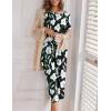 imageEkouaer Womens Capri Pajama Sets Floral Print Short Sleeve Sleepwear Top and Capri Pants 2 Piece Loungewear with PocketsBlack White Lily