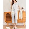 imageEkouaer Womens Capri Pajama Sets Floral Print Short Sleeve Sleepwear Top and Capri Pants 2 Piece Loungewear with PocketsBlight Grey