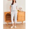 imageEkouaer Womens Capri Pajama Sets Floral Print Short Sleeve Sleepwear Top and Capri Pants 2 Piece Loungewear with PocketsBlight Grey