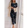 imageEkouaer Womens Capri Pajama Sets Floral Print Short Sleeve Sleepwear Top and Capri Pants 2 Piece Loungewear with PocketsColorful Star