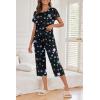imageEkouaer Womens Capri Pajama Sets Floral Print Short Sleeve Sleepwear Top and Capri Pants 2 Piece Loungewear with PocketsColorful Star