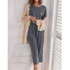 imageEkouaer Womens Capri Pajama Sets Floral Print Short Sleeve Sleepwear Top and Capri Pants 2 Piece Loungewear with PocketsDark Grey