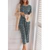 imageEkouaer Womens Capri Pajama Sets Floral Print Short Sleeve Sleepwear Top and Capri Pants 2 Piece Loungewear with PocketsGrey White Star