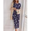 imageEkouaer Womens Capri Pajama Sets Floral Print Short Sleeve Sleepwear Top and Capri Pants 2 Piece Loungewear with PocketsNavy Blue Moon