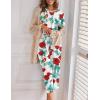 imageEkouaer Womens Capri Pajama Sets Floral Print Short Sleeve Sleepwear Top and Capri Pants 2 Piece Loungewear with PocketsRed Rose Flowers