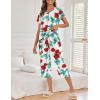 imageEkouaer Womens Capri Pajama Sets Floral Print Short Sleeve Sleepwear Top and Capri Pants 2 Piece Loungewear with PocketsRed Rose Flowers