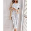 imageEkouaer Womens Capri Pajama Sets Floral Print Short Sleeve Sleepwear Top and Capri Pants 2 Piece Loungewear with PocketsWhite Gray Stars