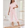 imageEkouaer Womens Capri Pajama Sets Floral Print Short Sleeve Sleepwear Top and Capri Pants 2 Piece Loungewear with PocketsWhite Red Heart