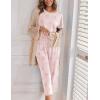 imageEkouaer Womens Capri Pajama Sets Floral Print Short Sleeve Sleepwear Top and Capri Pants 2 Piece Loungewear with PocketsWhite Red Heart