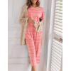 imageEkouaer Womens Capri Pajama Sets Floral Print Short Sleeve Sleepwear Top and Capri Pants 2 Piece Loungewear with PocketsWhite Strip