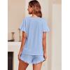 imageEkouaer Womens Pajama Set Ruffle Sleeves Top and Short Soft 2 Piece Loungewear SetBlue